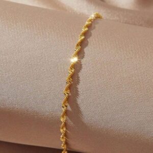 سوار يد مبروم من ستانلس ستيل مطلي بالذهب عيار 18