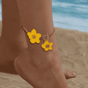 خلخال وردتين باللون الأصفر - ستانلس مطلي بالذهب عيار 18